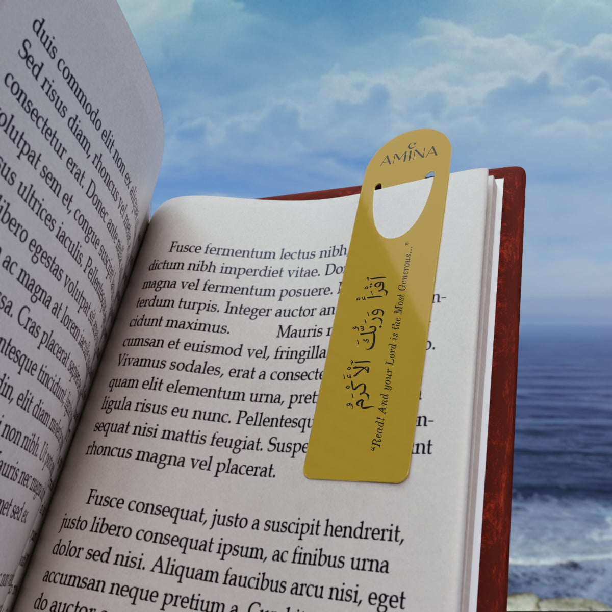 Gold Bookmark with Quran 96:3